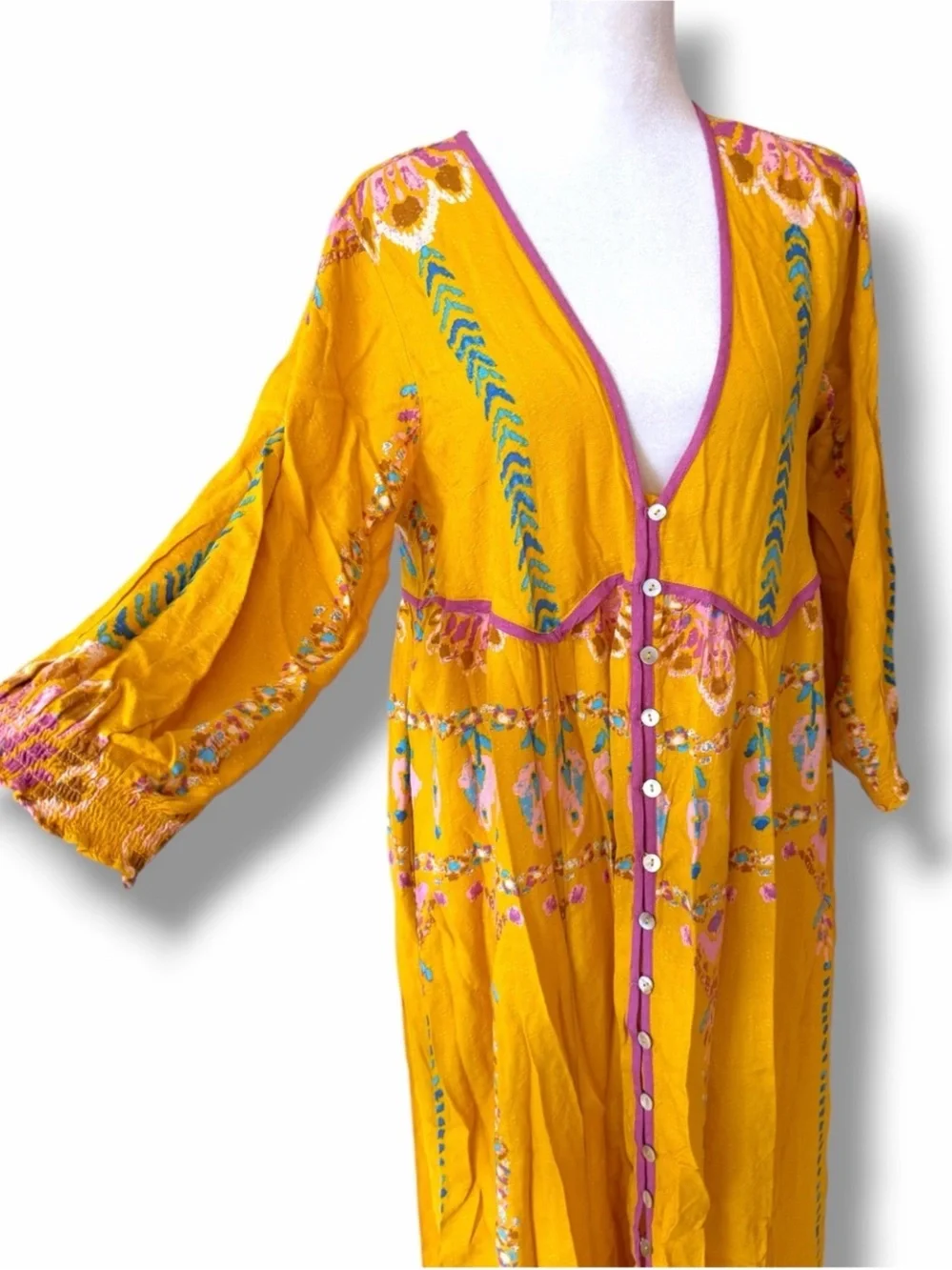 Free People Foley Maxi Dress Yellow Daylight Combo Small S NWOT Floral Boho
